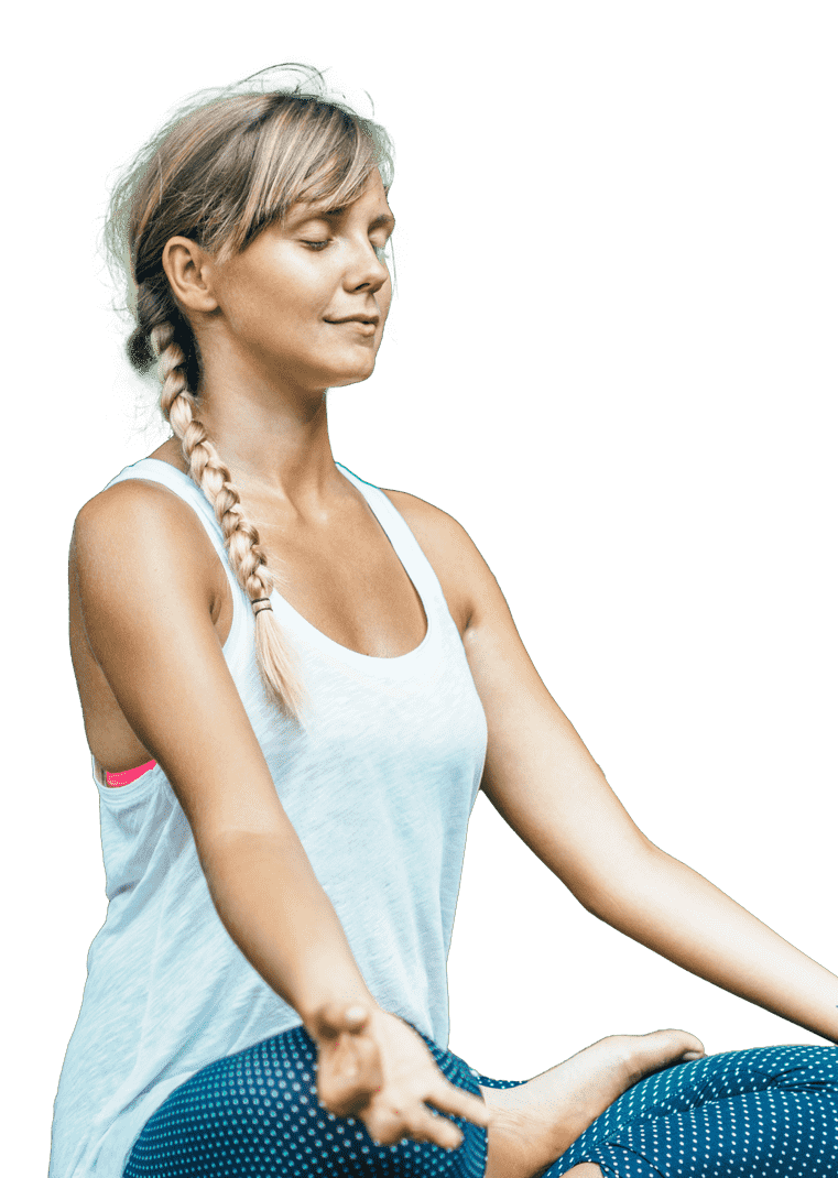 Woman in a peaceful and comfortable mediation pose